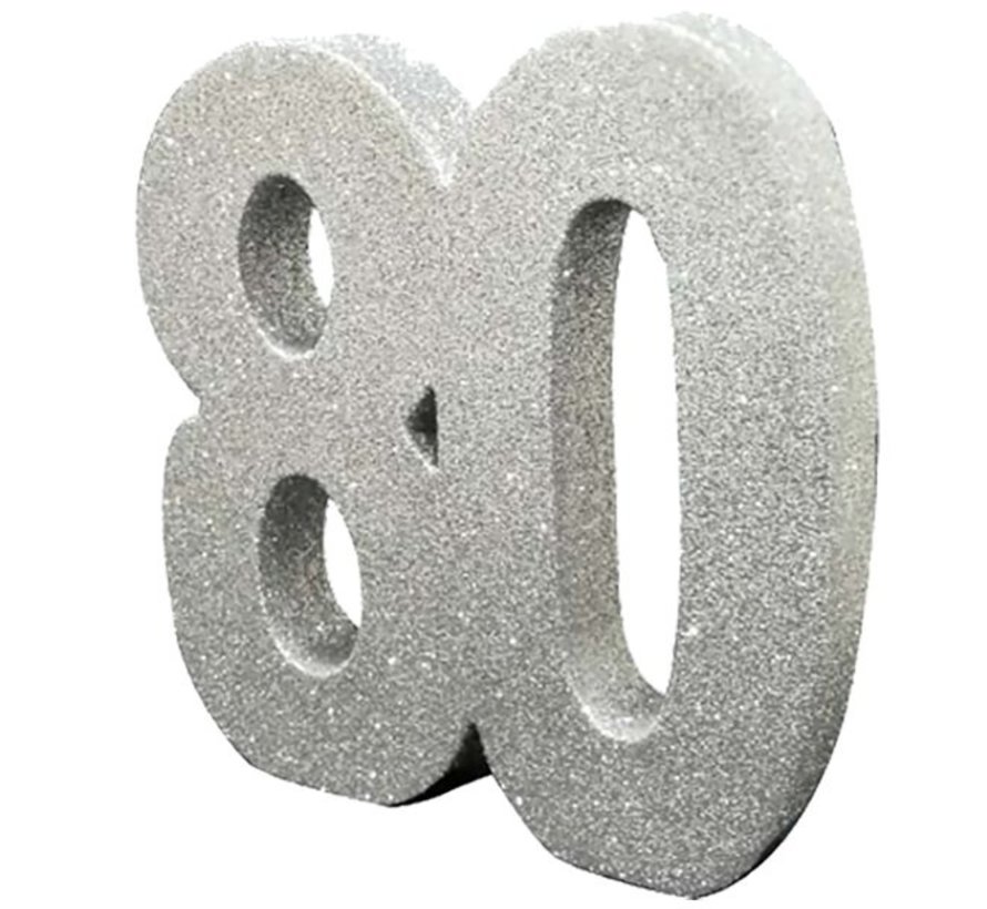 Verjaardag tafeldecoratie zilver 80