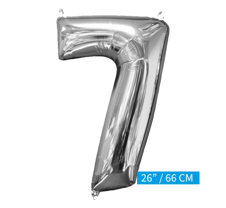 Helium gevulde cijfer 7 ballon zilver