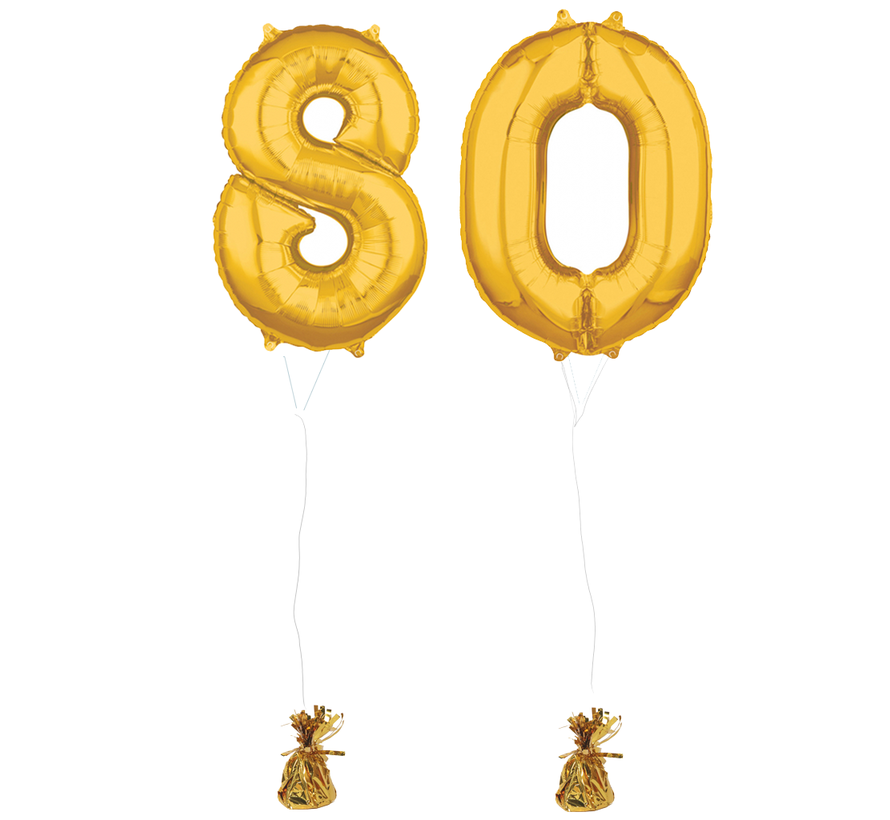 Inclusief helium Ballonnen cijfers 80 gevuld
