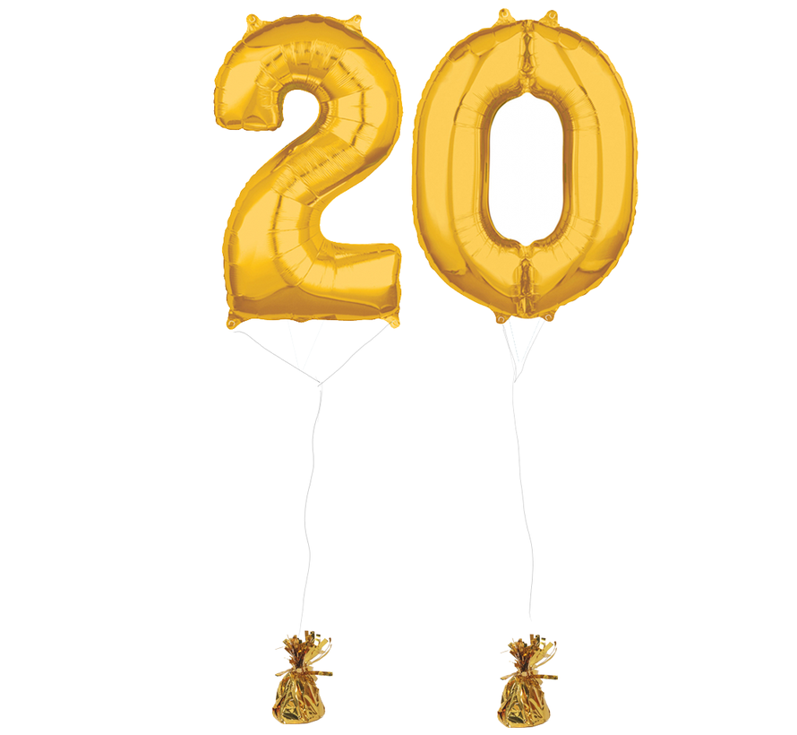 Inclusief helium Ballonnen cijfers 20 gevuld