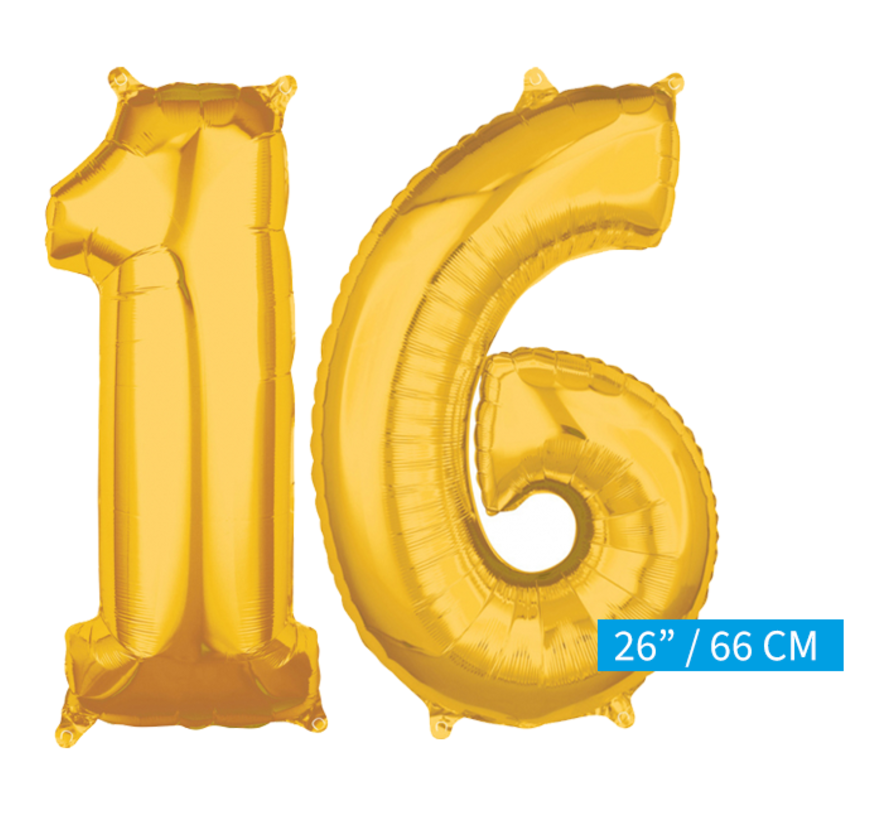 Inclusief  helium Ballonnen cijfers 16 gevuld