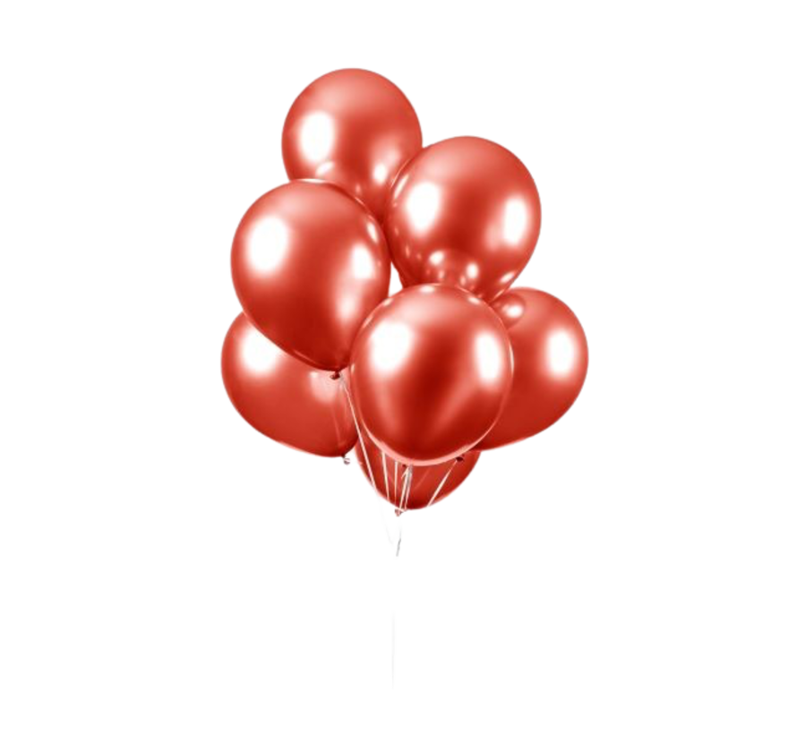 100 Latex Chroom ballonnen rood