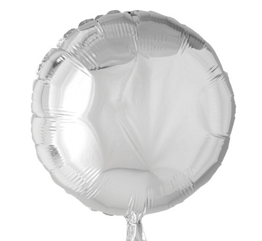 Blanco folieballon rond zilver