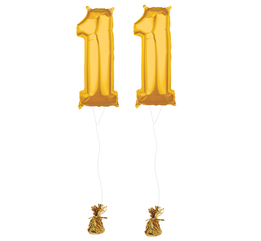 Inclusief helium Ballonnen cijfers 11 gevuld