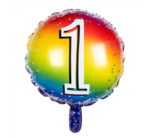 Ronde folieballon 1 regenboog kleuren