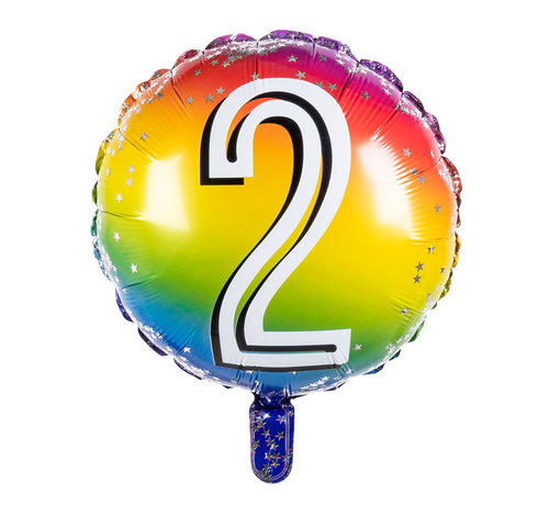 Ronde folieballon 2 regenboog kleuren