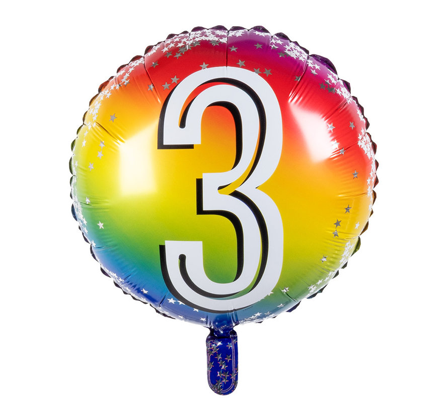 Ronde folieballon 3 regenboog kleuren