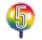 Ronde folieballon 5 regenboog kleuren