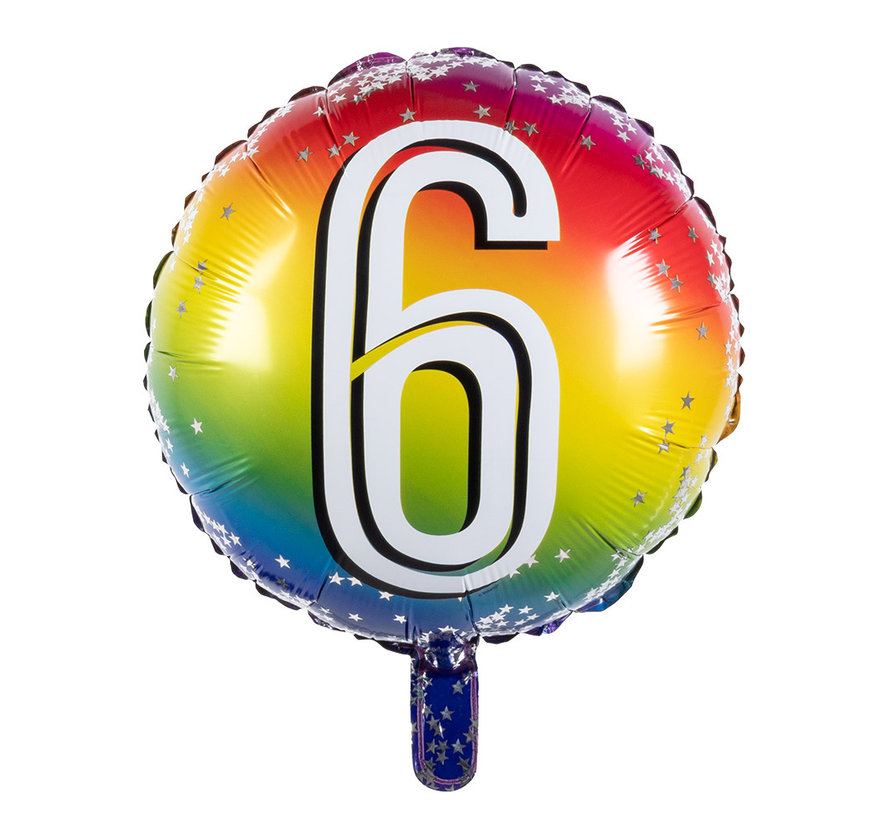 Ronde folieballon 6 regenboog kleuren