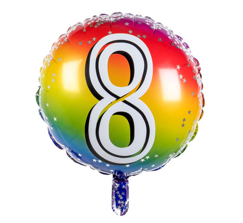 Ronde folieballon 8 regenboog kleuren
