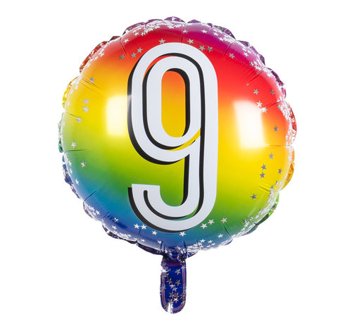 Ronde folieballon 9 regenboog kleuren