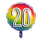 Ronde folieballon 20 regenboog kleuren