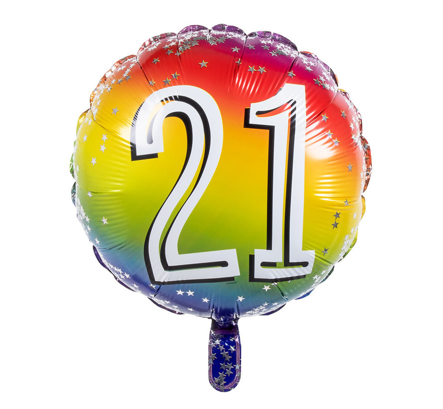 Ronde folieballon 21 regenboog kleuren