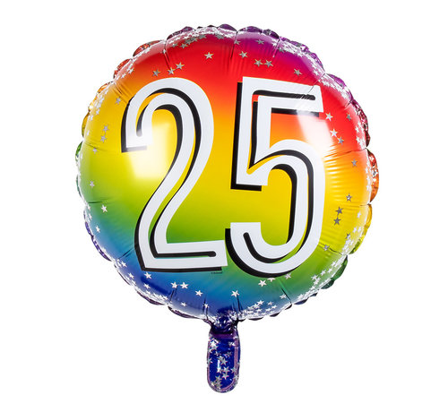 Ronde folieballon 25 regenboog kleuren