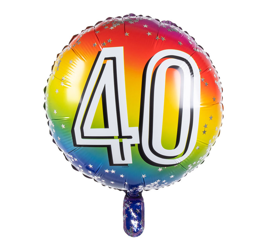 Ronde folieballon 40 regenboog kleuren