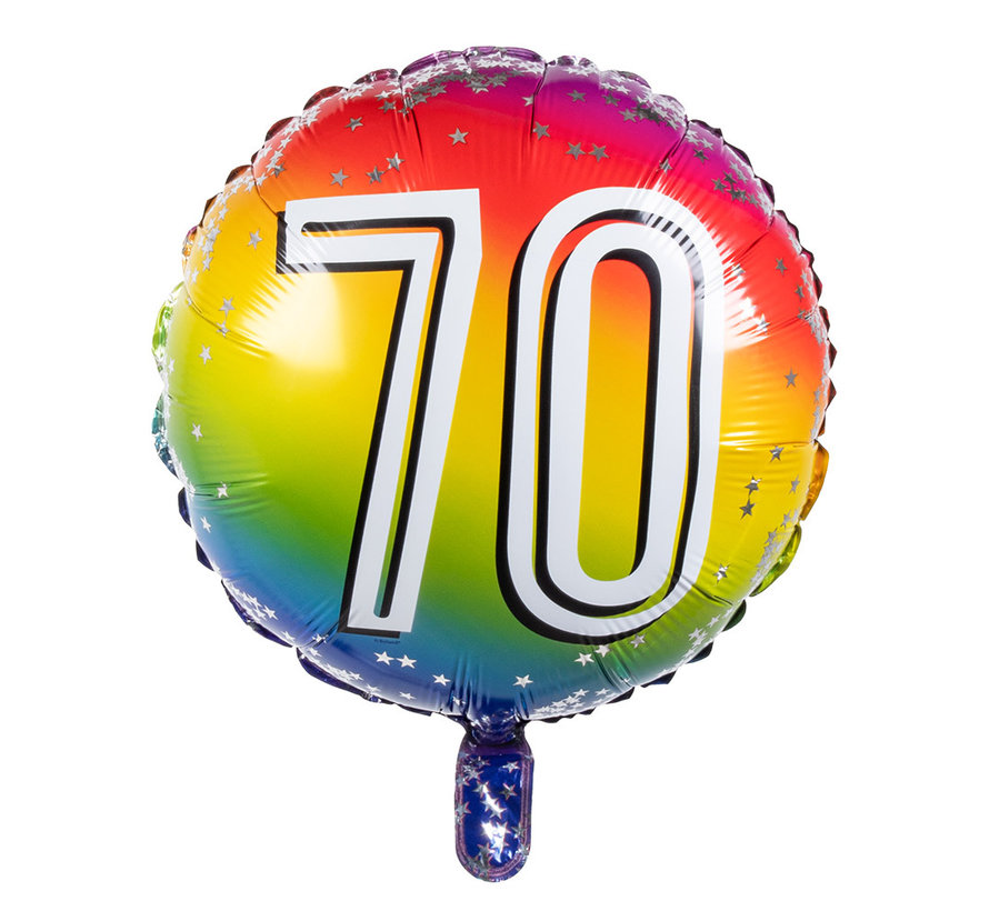 Ronde folieballon 70 regenboog kleuren