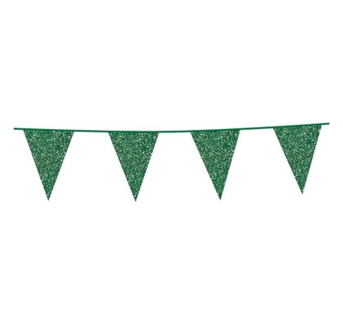 Glitter vlaggenlijn groen 6 meter