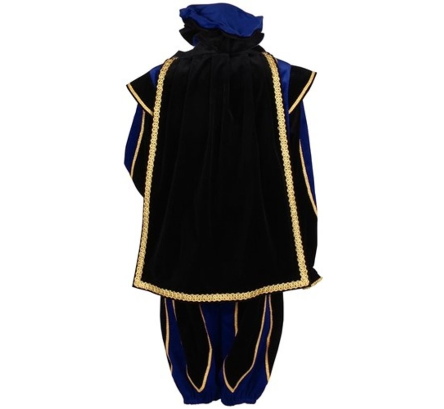 Zwart blauwe Pieten pak met cape