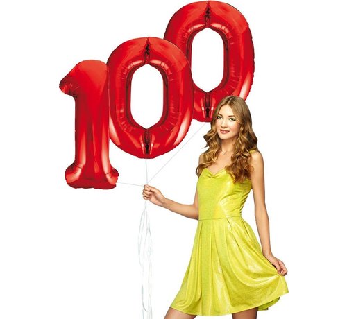 Rode cijfer ballonnen 100 inclusief helium gevuld