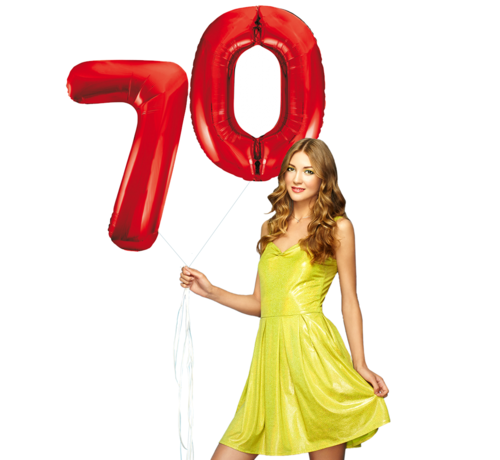 Rode cijfer ballonnen 70 inclusief helium gevuld