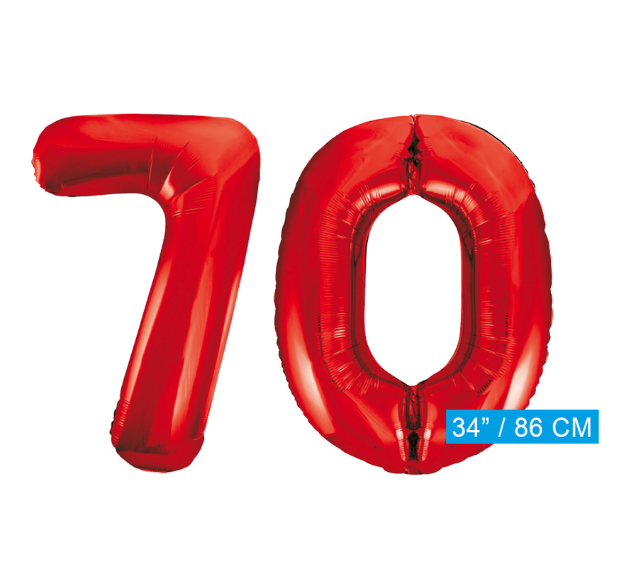 Rode cijfer ballonnen 70 inclusief helium gevuld