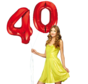 Rode cijfer ballon 40 inclusief helium gevuld
