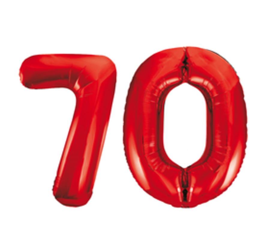 Rode cijfer ballonnen 70 inclusief helium gevuld