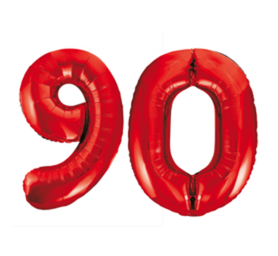Rode cijfer ballonnen 90 inclusief helium gevuld