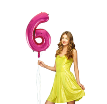 Pink cijfer ballon 6