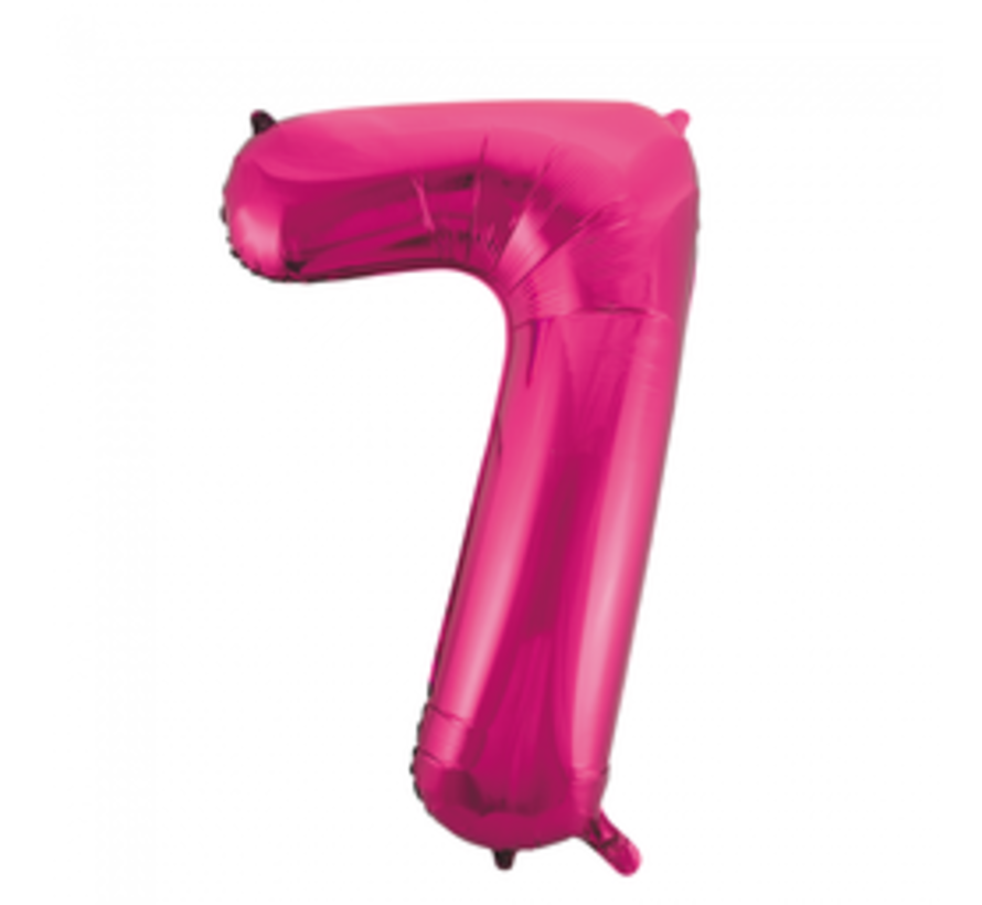 Pink cijfer ballon 7 inclusief helium gevuld