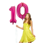 Pink cijfer ballon 10 inclusief helium gevuld