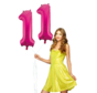 Pink cijfer ballon 11 inclusief helium gevuld