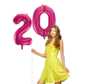 Pink cijfer ballon 20 inclusief helium gevuld