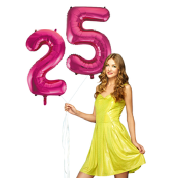 Pink cijfer ballon 25