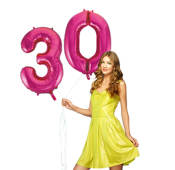 Pink cijfer ballon 30