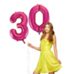 Pink cijfer ballon 30 inclusief helium gevuld