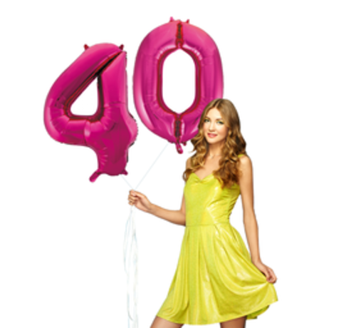 Pink cijfer ballon 40 inclusief helium gevuld