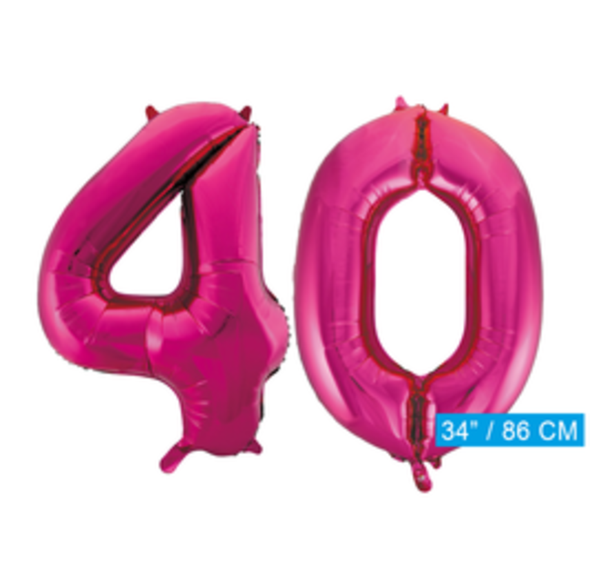 Pink cijfer ballon 40 inclusief helium gevuld