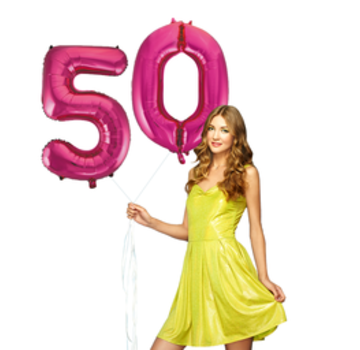 Pink cijfer ballon 50