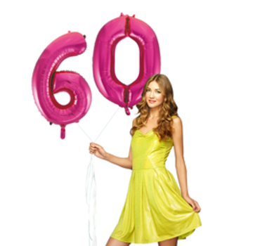 Pink cijfer ballon 60