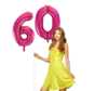 Pink cijfer ballon 60 inclusief helium gevuld