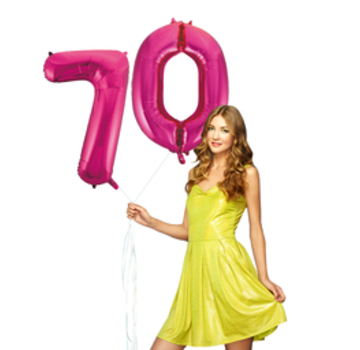 Pink cijfer ballon 70