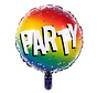 Ronde Folieballon 'Party' regenboog kleuren