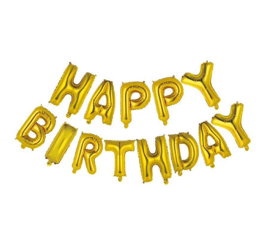 Folie Letter ballon 'Happy Birthday' Goudkleurig