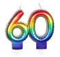 Kaars 60 jaar met regenboog kleuren
