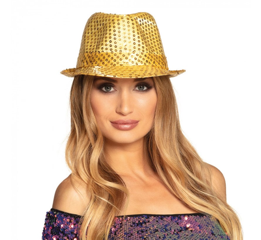 Popstar glitter hoed Goudkleurig