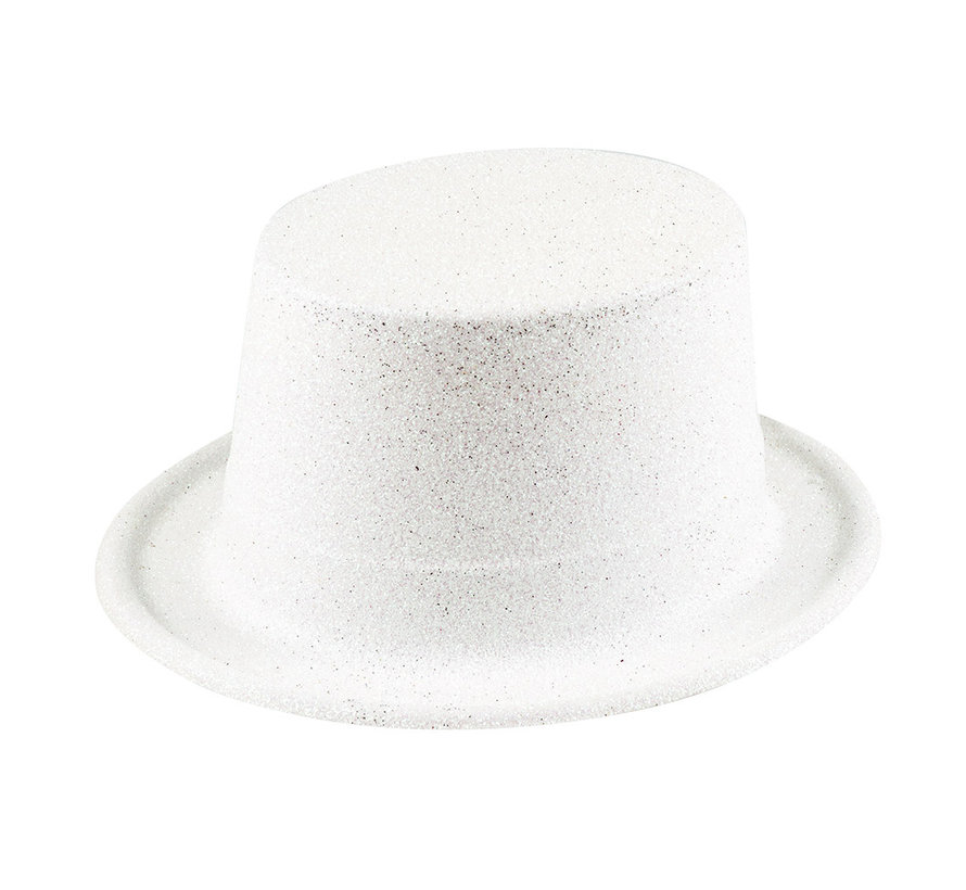 Hoge glitter hoed wit
