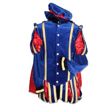 Piet fluweel blauw /zwart met cape