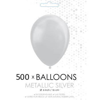 500x Mini ballonnen metallic zilver