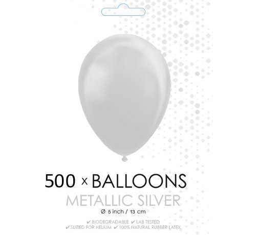 500x Mini ballonnen metallic zilver 5 inch(13cm)